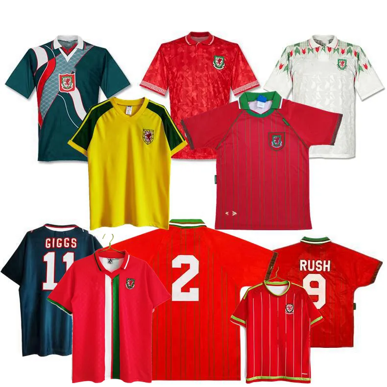 1982 1990 1991 1992 1993 1994 1995 1996 1997 1998 15 16 Wales retro soccer jersey Giggs Hughes Saunders Rush Boden away vintage classic football shirt