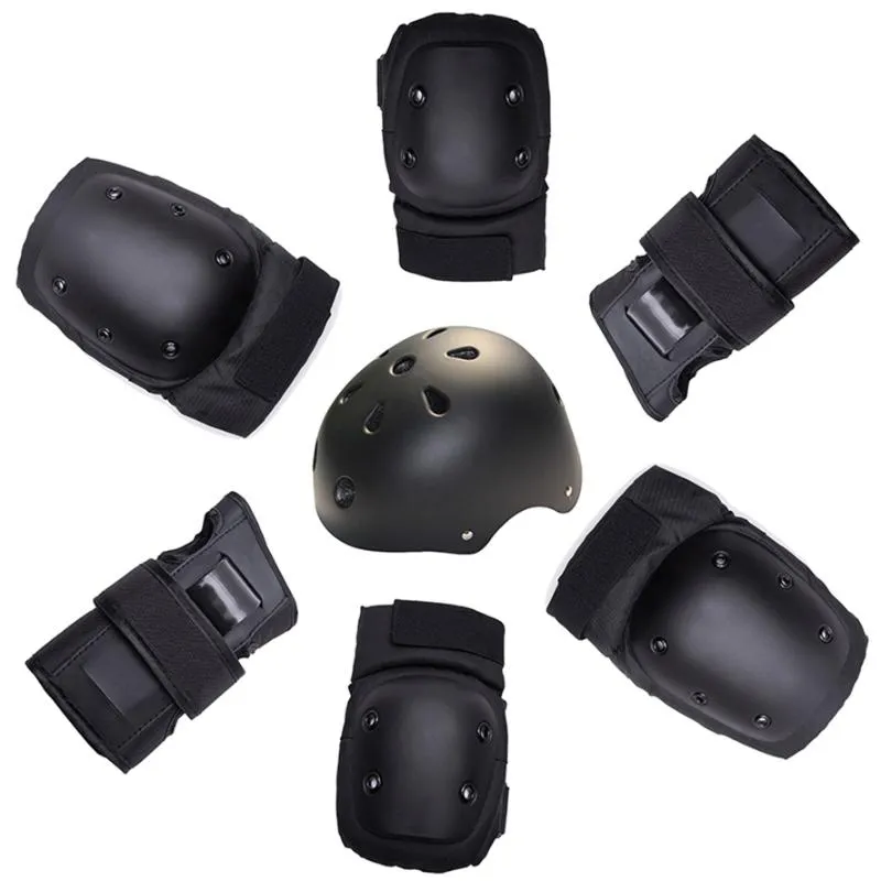 Joelheiras cotovelas 7pcs/conjunto de patins de patinação Proteção de patinação Proteção de skate Proteção de proteção esportiva externa ajustável