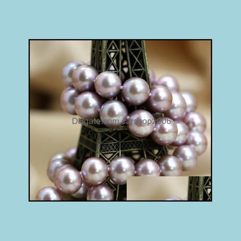 9-10mm Natural Purple Pearl Necklace 18 Inch Beaded Necklace 925 Silver Clasp For Women