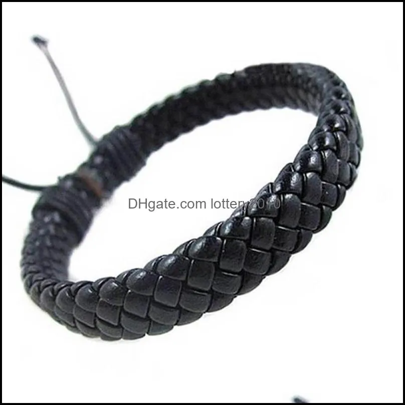 Simple Braided Bracelet PU Leather Men Women Punk Wristband Bangles 8@881