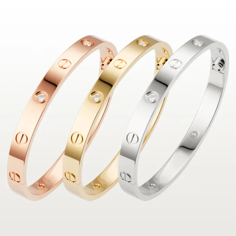 Liebesschraubenarmband-Designer-Armbänder 4 Diamonds Bangle Luxury Schmuckzubehör Titanium Stahllegierung Gold PLATED NIE