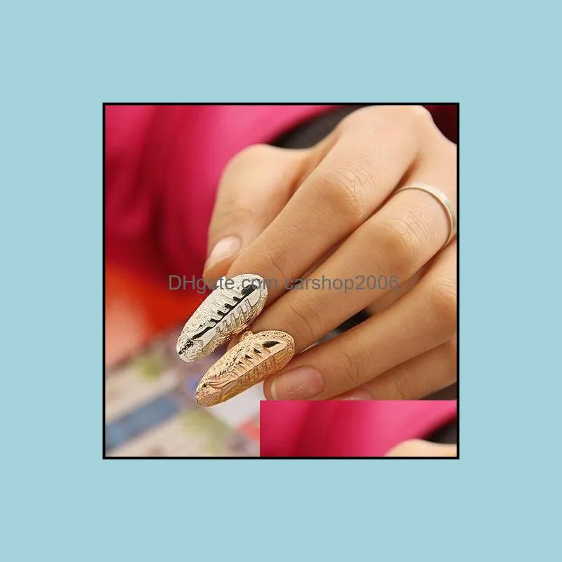 Biżuteria Fossil Alloy Gold Sier Fish Bone Band Kobiety Oświadczenie Biżuteria Finger Nail Art Naklejki Pierścienie Drop Dostawa 2021 N7ZKA