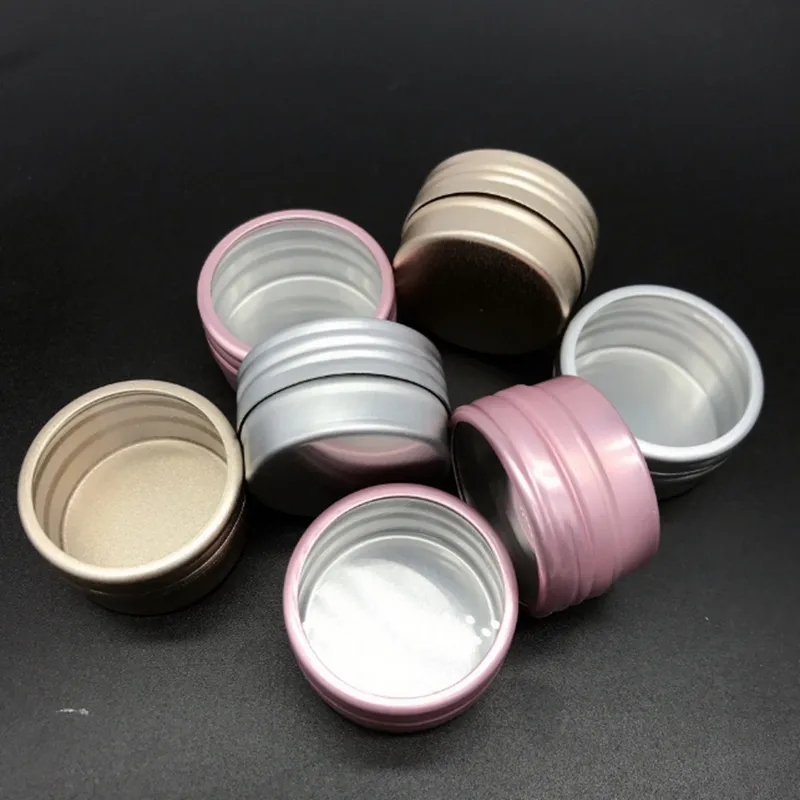 10G lege aluminium cosmetische fles verpakking dozen tin met raam ronde pot kan nagel decoratie ambachten pot container roze goud