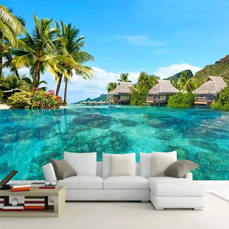 Пользовательские 3D Фото Обои HD Maldives Sea Beach Натуральный Ландшафт  Гостиная Телевизор Фон Росписи От 776 руб. | DHgate