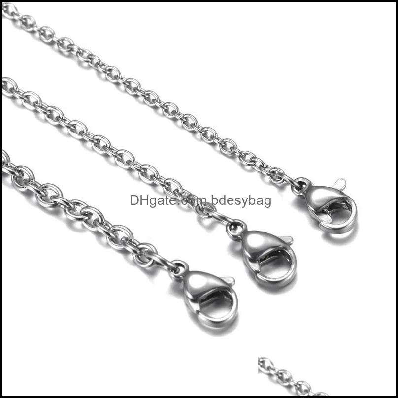 Chains Men`s Stainless Steel Finished Necklace Oval Link Chain With Lobster Clasp Jewelry Necklaces Man Accessories 2-3mm