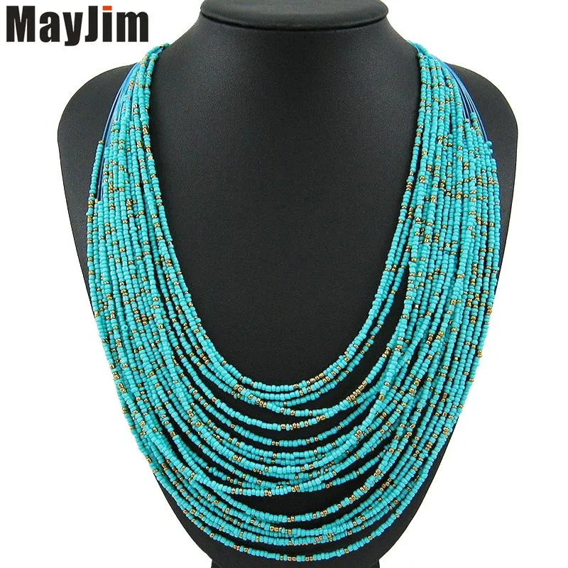 MayJim collier de déclaration 2020 mode femmes bohème vintage gland multicouche longs colliers de perles pendentifs bijoux