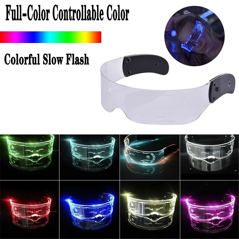 다채로운 참신 빛나는 안경 조명 LED 전자 바이저 안경 라이트 안경 소품 할로윈 축제 공연 파티 분위기 램프