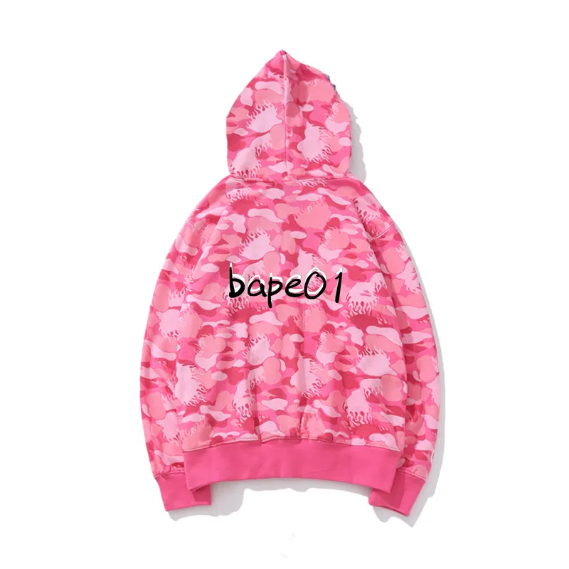 Bape Designer Fashion Mens Hoodies Blue Pink Men Women Camouflage Pattern Jacket Long Sleeve Mens Hip Hop Sweatshirts Size M-2XL O896