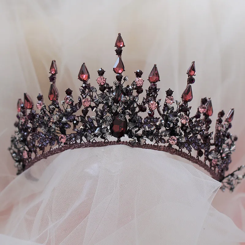 Старинные барочные повязки повязки фиолетовые хрустальные Tiaras Crowns Bride Noiva Dupdieces Bridal Свадебная вечеринка Ювелирные изделия из волос Rhinestone Crown