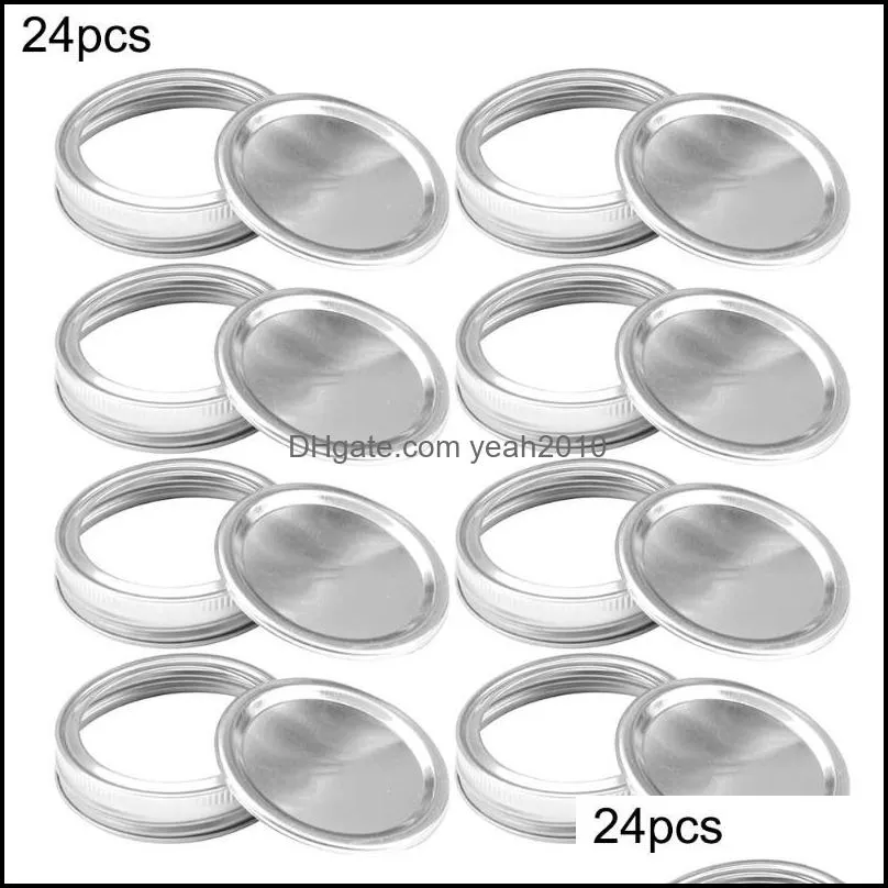 Kitchen Storage & Organization 24pcs Regular Sealing Cap Mouth Lids Jar Canning Bands Split-type Leak Proof For Supplies Metal Covers