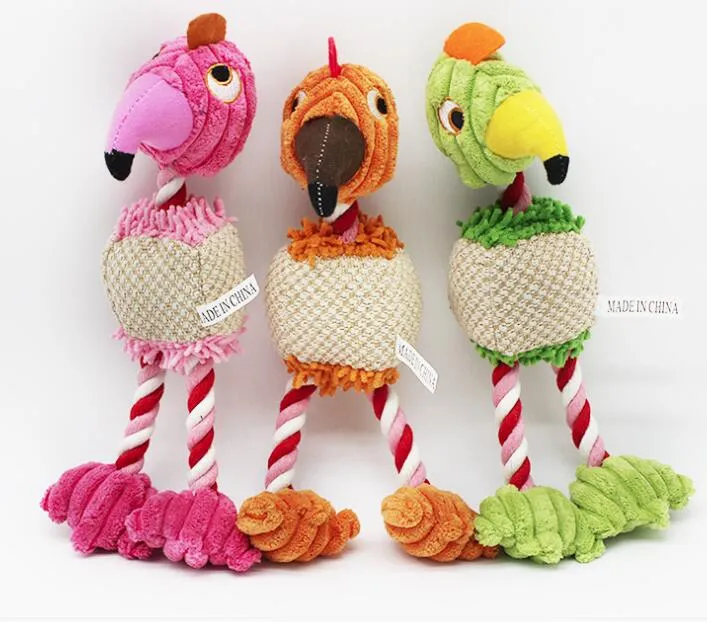 Cane masticare giocattolo corda di cotone a tre colori pet suono giocattolo uccello bird peluche bambola GC646