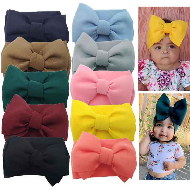 20 pcs / lote sólido sopro bowknot turbante headband para meninas meninas doces presentes faixa de cabelo faixa de cabelo acessórios de cabelo moda 210319