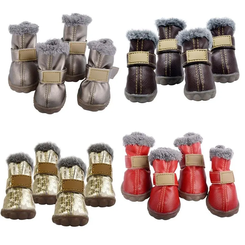 Hundebekleidung 4 stücke Wasserdichte Haustier Warme Schuhe Winter Super Hunde Stiefel Baumwolle Anti Slip Für Kleine Produkt Chihuahua XS-XXL243H