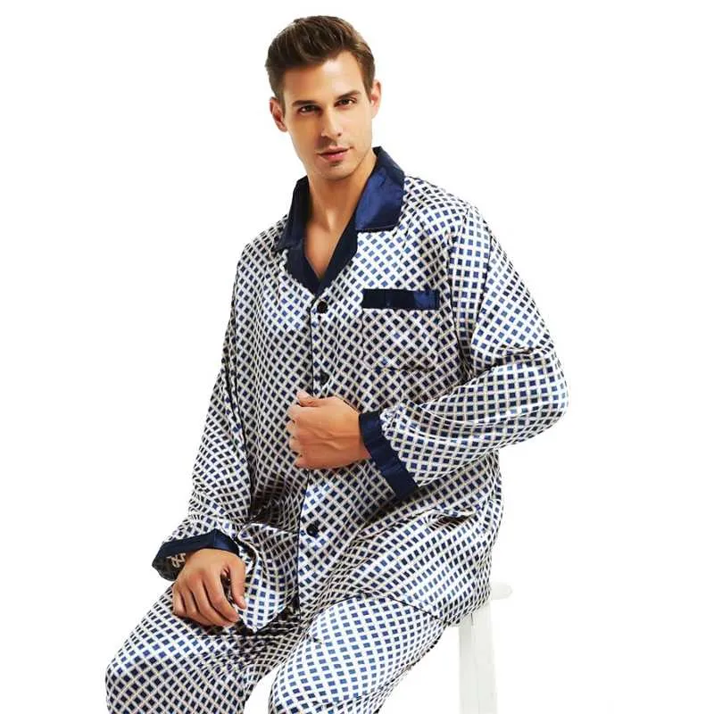 Mens Silk Satin Short Pyjamas Set Pajama Pajamas Set Sleepwear Set 210928