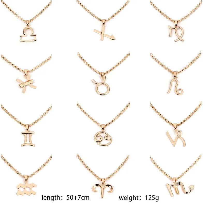 12 Constellation Halsband Pendants Elegant Fashon Alloy Zodiac Sign Choker Halsband för kvinnor Girls Smycken Gift