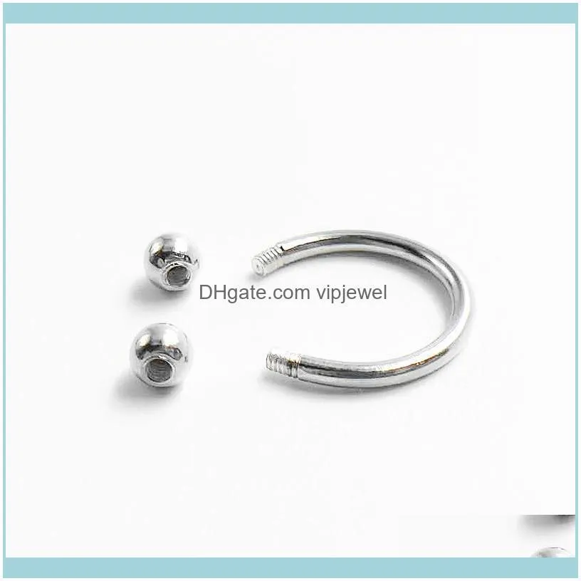 3PCS C Shape 925 Sterling Silver Nose Ring Hoop Septum Ring 6mm/8mm/10mm Silver Ear Rings Lip Helix Piercing Body Jewelry