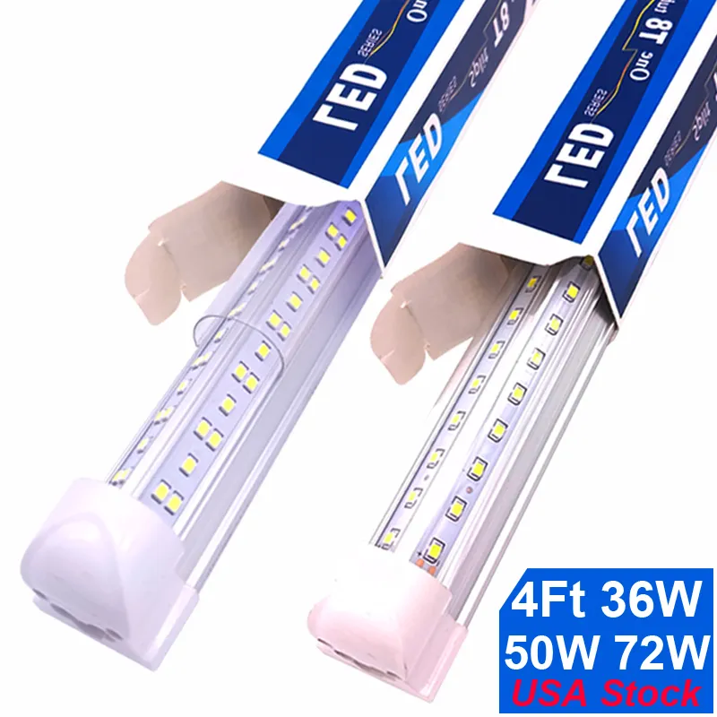 4Ft Linkable Led Shop Light 48 pouces 36W 50W 72W Tube Lights, 4' Cooler Door Lighting 48'' Integrated T8 Bulbs, AC85-277V Industrial Plug In Bar Lamp
