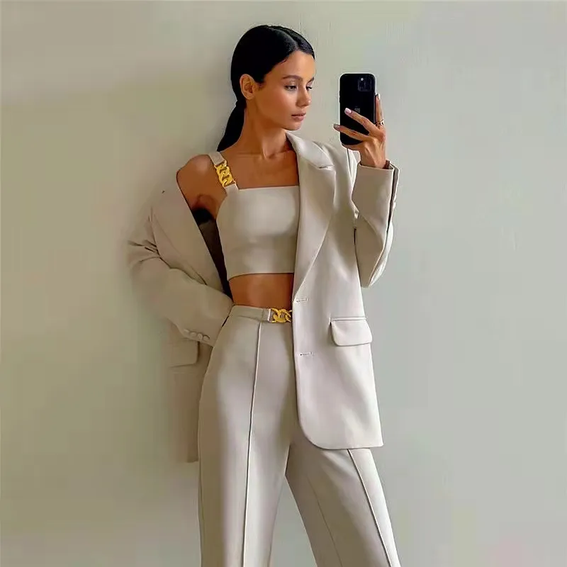 Blazer Mode Vrouwen Pakken Blazers Hoge kwaliteit Dames Pak crop top broek Set vest Designer Dames Kleding Borstmeisjes Casual Formele kleding Bovenkleding sexy tops sets