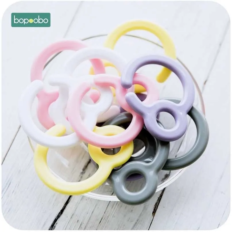 Bopoobo 20pc Kunststoff Schnuller Haken Beißring Links Für Baby Kinderwagen Spielzeug DIY Schnuller Clips Beißring Warenkorb Zubehör 211106