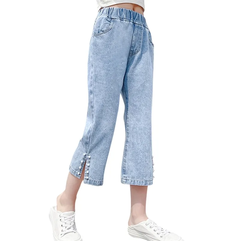 Jeans estivi per ragazza Perle Bambini Stile casual Abbigliamento per bambini 6 8 10 12 14 210527