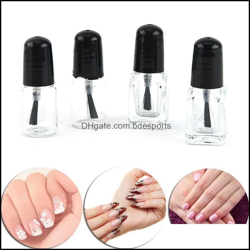 2ml 3ml Empty Nail Polish Bottles With Brush Round Square Refillable Glass Bottle Package Nail Bottle Refillable1