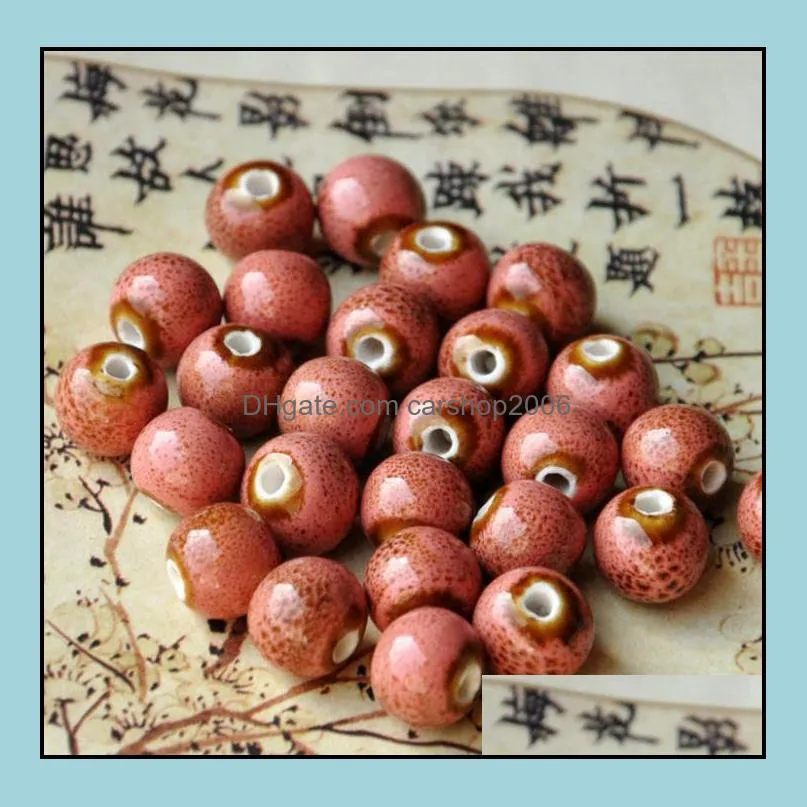 10mm Ceramic Loose Beads DIY Round Woven Material Flower Glaze Bead