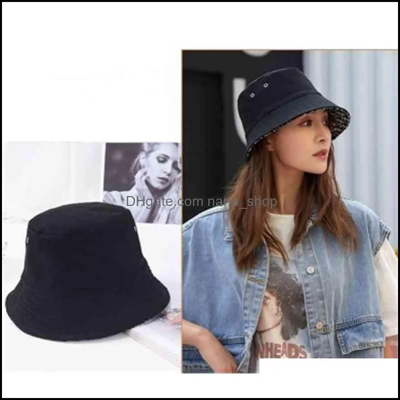 Oblique Bucket Hat For Women Hats Caps Patchwork Washed Denim Buckets Cotton Beach Double Sided Wear Fishing Beanie skull Cap