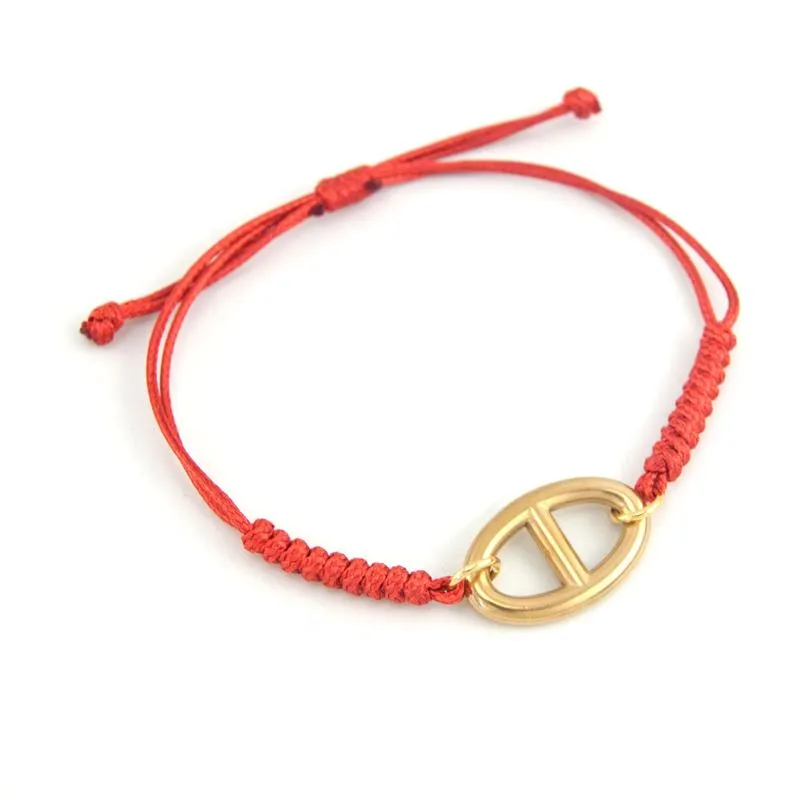 Braccialetti con ciondoli Corda di cera per bracciale stile naso di maiale di alta qualità regolabile gratuitamente per gioielli da polso di moda in acciaio inossidabile da donna