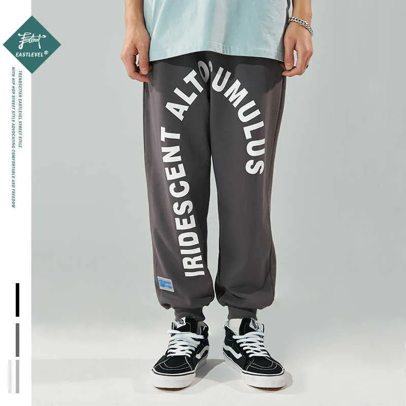 Spårbyxa våren harajuku byxa joggers båge engelska tryckta hip hop harem byxa streetwear sweatpant bomull byxor 210527