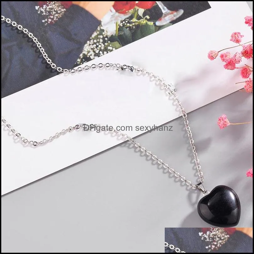 Natural Quartz Necklace Pendant Chakra Stone Heart Power Healing Reiki Fashion Jewelry For Women/Men Unisex wjl2903