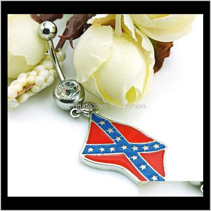  shipping fashion belly button rings dangle 316l stainless steel national flag navel body piercing jewelry 2032