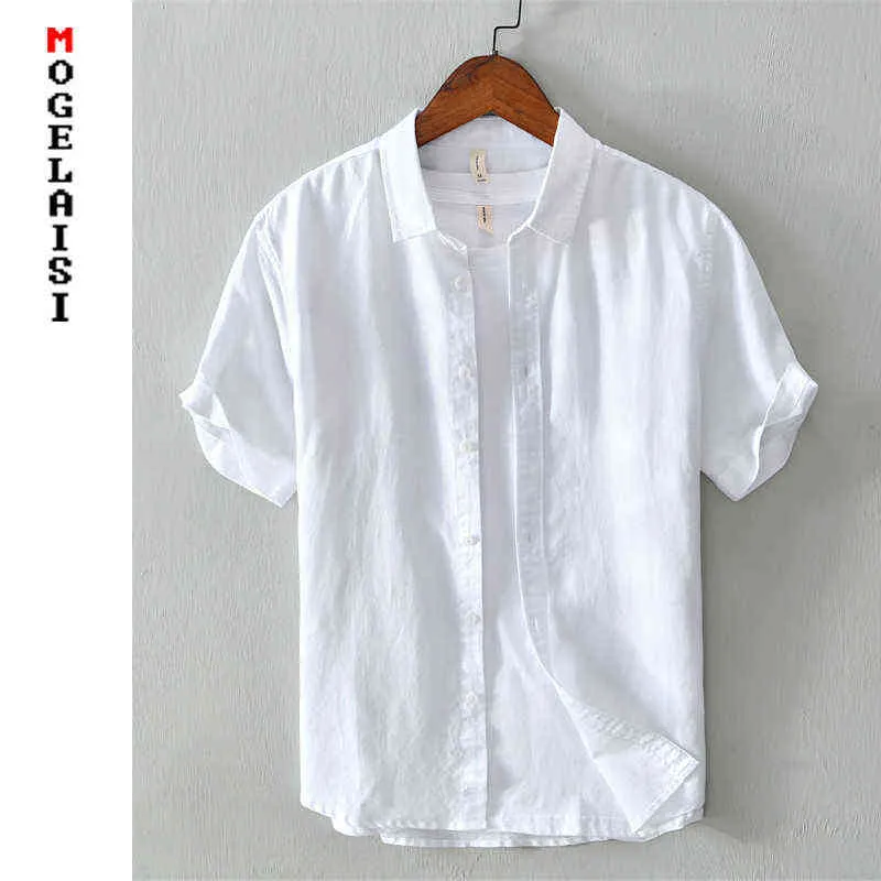 Nuova camicia bianca uomo estate manica corta in cotone di lino traspirante top solido uomo di alta qualità abbigliamento Camisa masculina 566 G0105