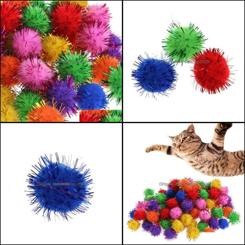 Cat Toys 100Pcs/lot Colorful Mini Sparkly Glitter Tinsel Balls Small Pom Ball For Toys1