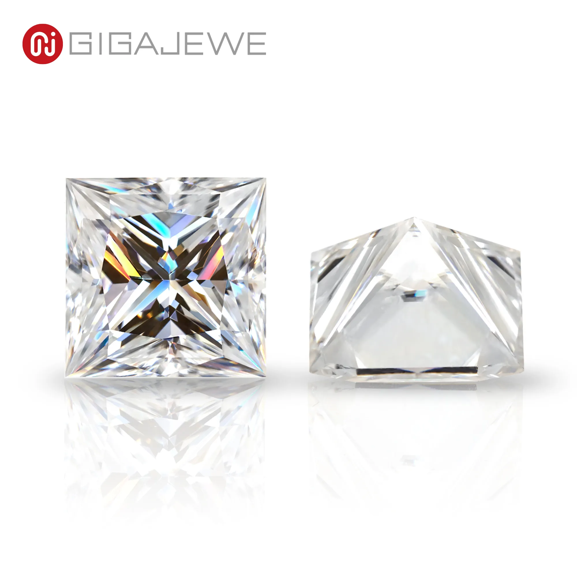 GIGAJEWE Princess cut Bianco D Colore 4.5-10mm Moissanite Perline sintetiche con diamanti sciolti per gioielli che fanno taglio a macchina