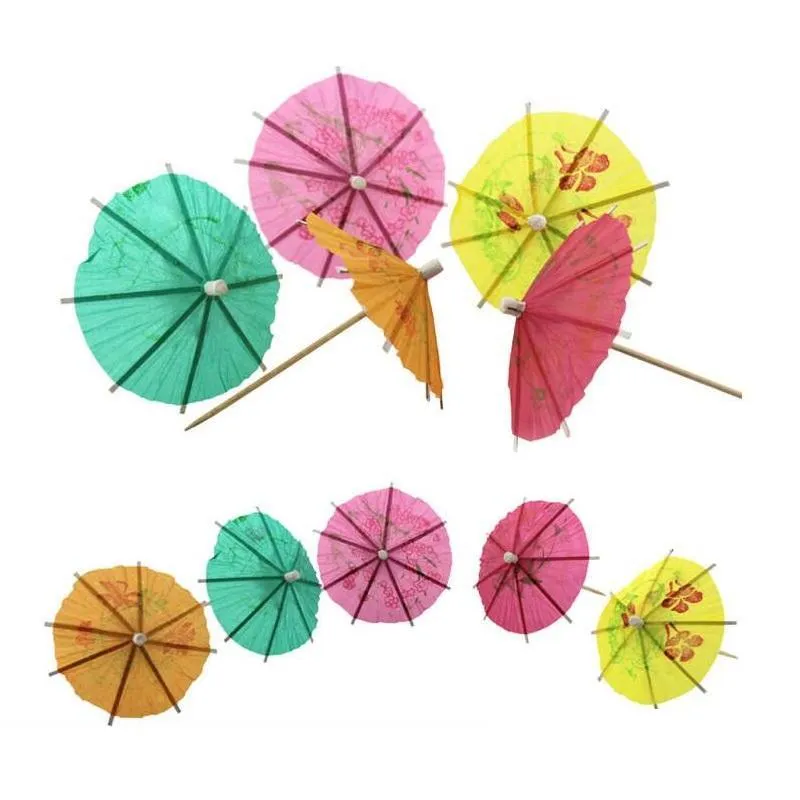 144pcs Paper Cocktail Parasols Umbrellas Drinks Picks Wedding Event Party Supplies Holidays Cocktail Garnishes Holders