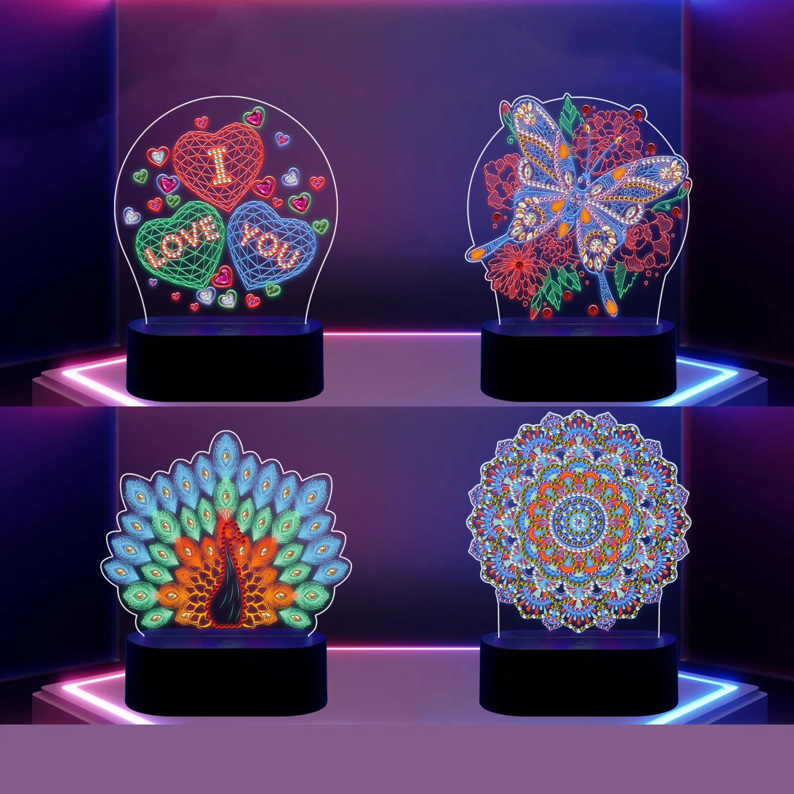 Fydun LED Diamond Painting Night Lights Acrylique Changement De Couleur Touch USB 3D Cadeaux Décoration De Noël à La Maison Bricolage