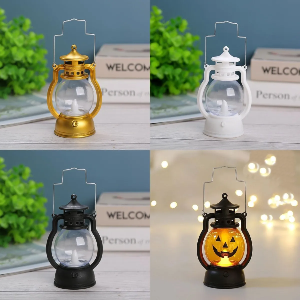 Vintag Halloween Christmas Easter Lampshade Camping Barn Lamp Home Party Bar Led Candle Light Plastic Retro Style Lantern