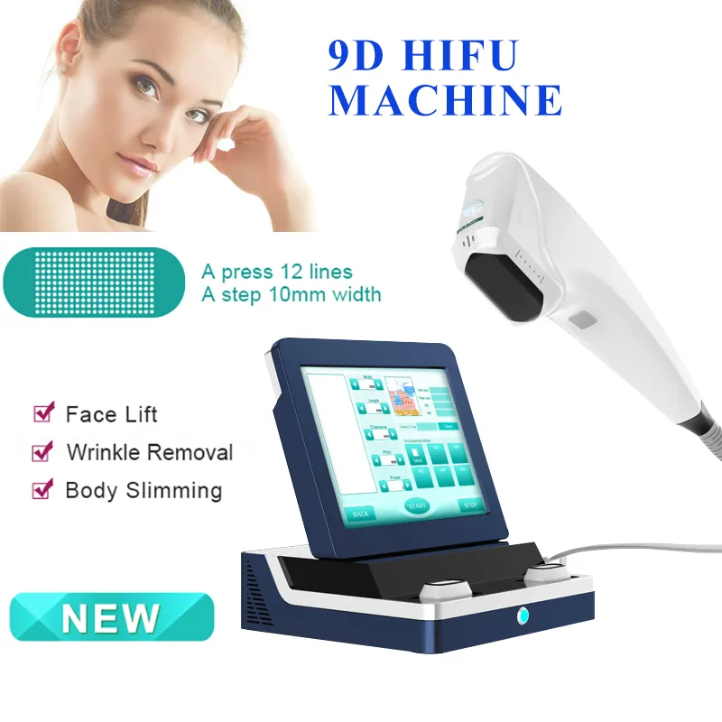 9D HIFU Maszyna Ultrasound Usuwanie zmarszczek Sprzęt do podnoszenia twarzy Dokręcanie skóry 8 Cartridges 11 Linie 2 lata gwarancji