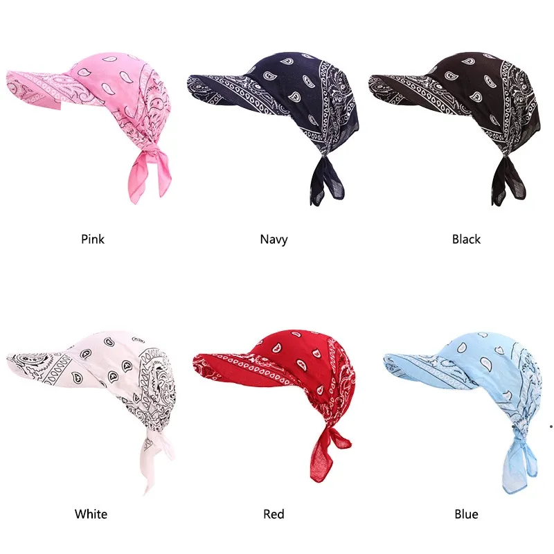 Women Printed Adjustable Hat Home Party Supplies Cotton Wide Brim Turban Sunhat Square Head Scarf Towel Baseball Cap Casual CCF8151