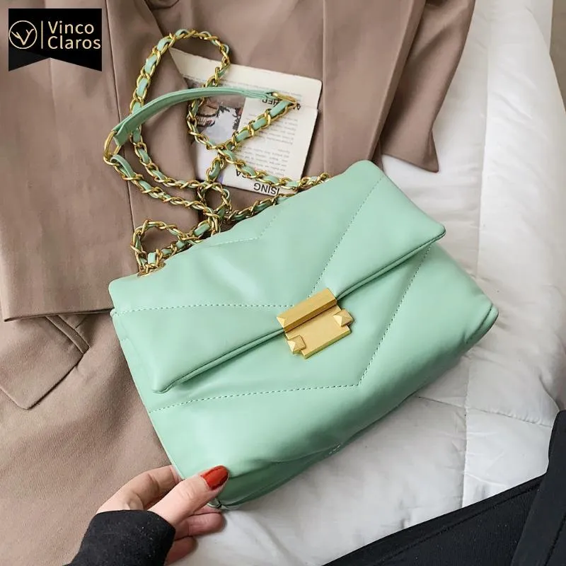 Shoulder Bags Candy Color PU Leather Bag Women Chain Cute Side Summer Purses And Handbags Luxury Designer Crossbody Sac