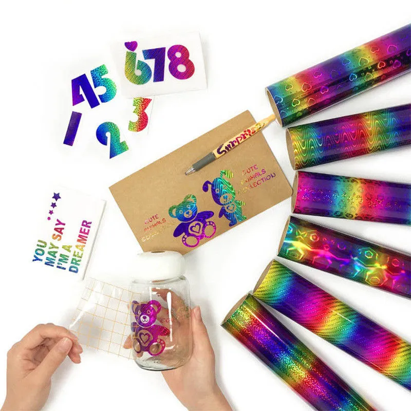 نافذة السيارة ملصقات زجاج rainbow التدرج الحيوانات اليدوية diy تخصيص الذاتي غطاء اللصق ضوء عاكس فيلم الليزر المجسم A02