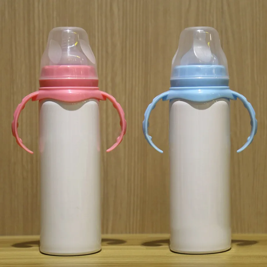8 oz 240 ml sublimation bouteille d'eau tasse de lait 18/8 en acier inoxydable allaitement isolé tasse d'alimentation sous vide bébé sucer flacon avec boule de gravité sans BPA
