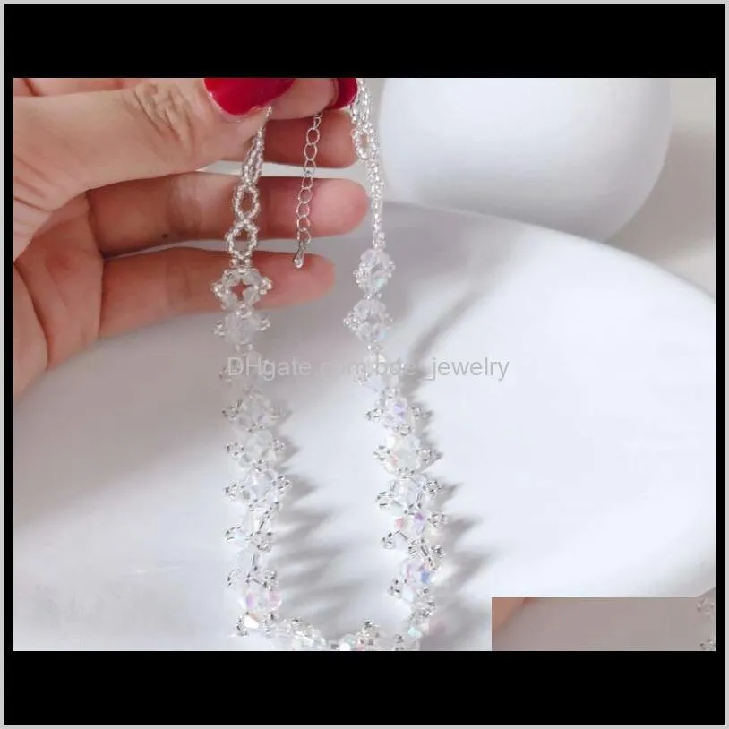 2020 newest brand designer hot necklaces for women short clavicle chain choker jewelry with clear shining crystal diamond for party