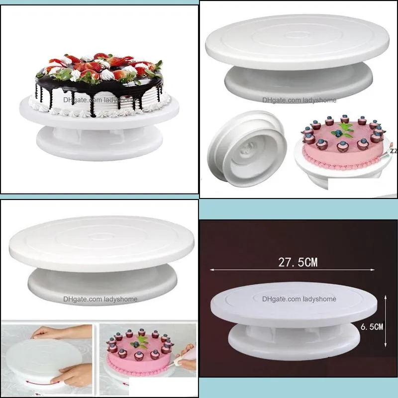 Plastic Cake Turntable Rotating Round Cakes Decorating Tools Table Plate Kitchen DIY Baking Tool CakeTools HWF8643