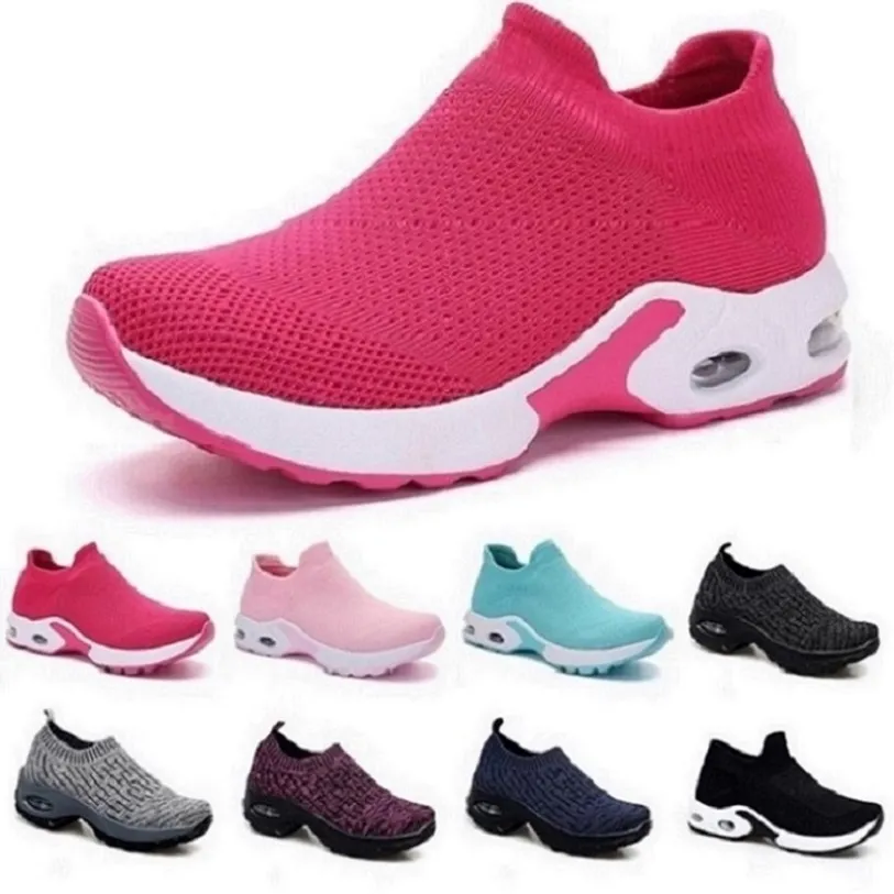 Style583 Moda Erkekler Koşu Ayakkabıları Beyaz Siyah Pembe Laceless Nefes Rahat Erkek Eğitmenler Tuval Ayakkabı Spor Sneakers Koşucular 35-42