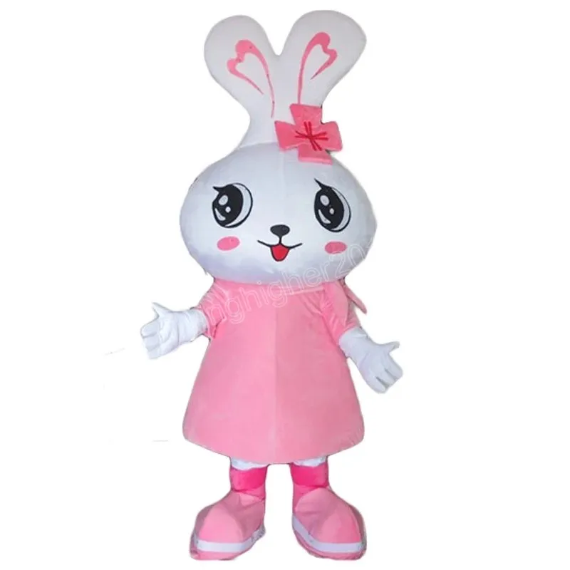 Hallowee Pink Rabbit Mascot Costume Top Quality Cartoon Animal Anime theme character Carnival Adult Unisex Dress Christmas Birthday Party Outdoor Outfit