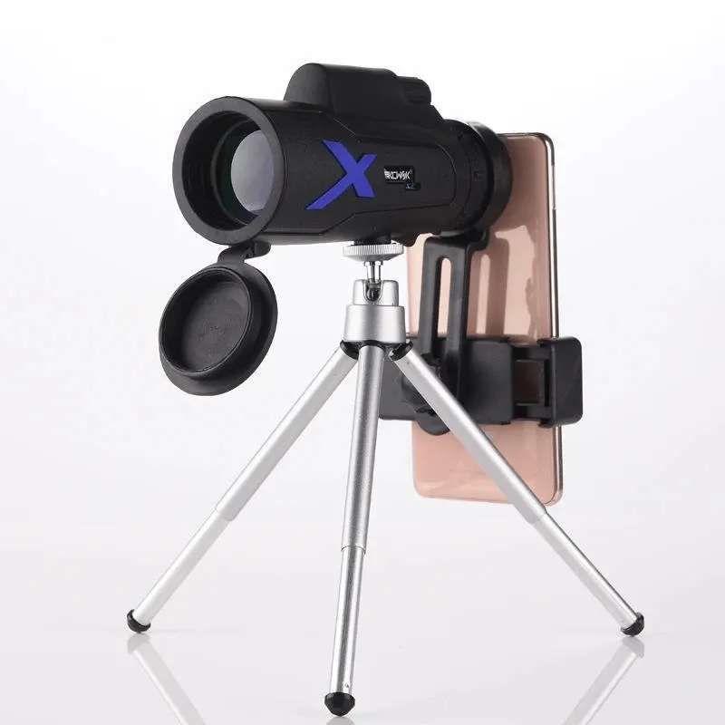 IPRee® 12X50 Telescopio portátil con lente óptica HD monocular impermeable + soporte telescópico con clip para teléfono móvil