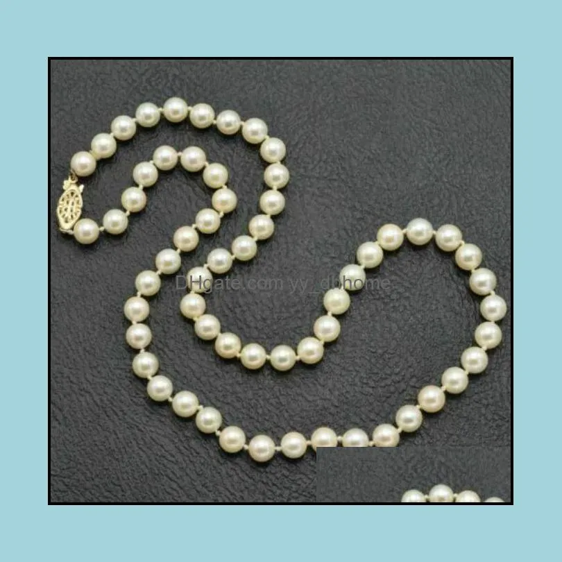 8-9mm White Natural Pearl Beaded Necklace 18inch Women`s Gift Bridal Jewelry