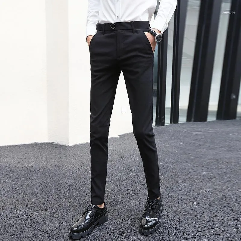 Männer Hosen 2021 Neueste Britischen Stil Schwarz Slim Fit Dünne Anzug Hose Formale Lange Hosen Männliche Qualität Stretch Casual männer