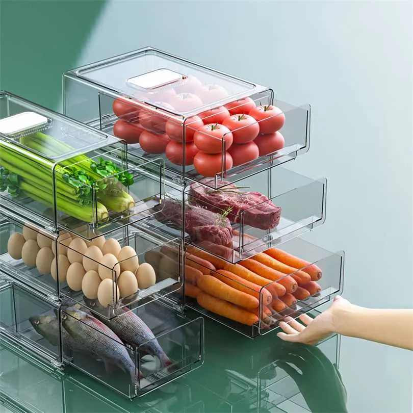 Drawer Refrigerator Storage Box Stackable Fridge Organizer For Kitchen  Pantry Cabinet Fruit Vegatable Freezer Freezer Organizer Bins 211102 From  Deng10, $26.24